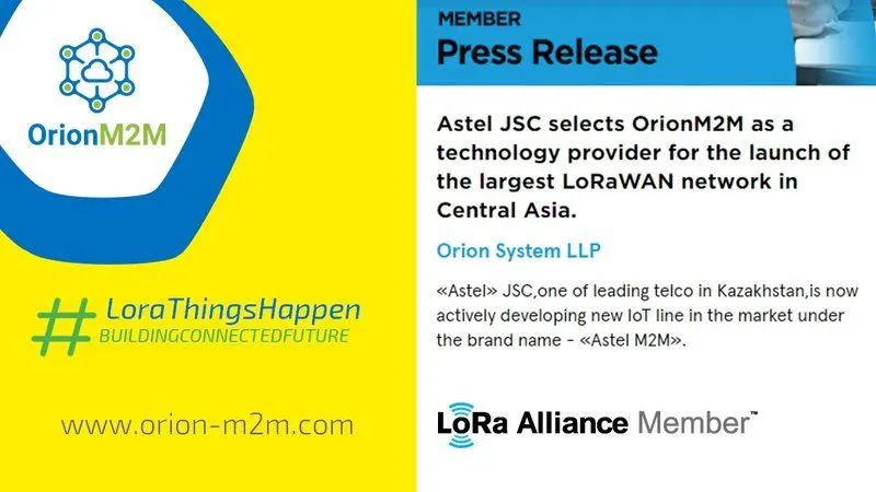 Astel JSC selects OrionM2M® as technology provider for its LoRaWAN® network